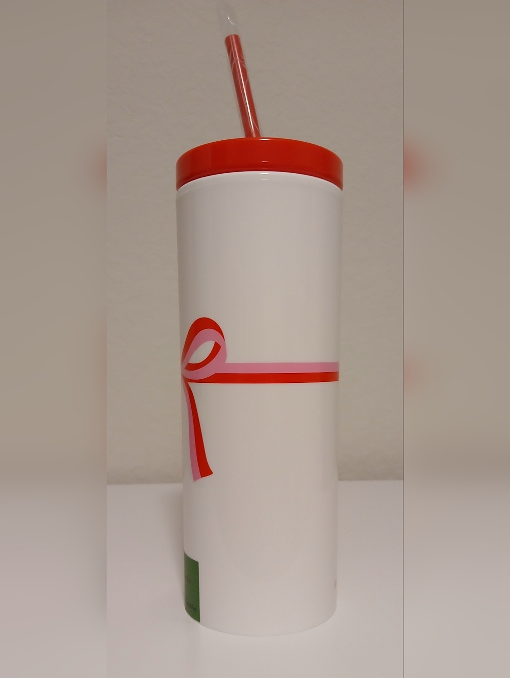NWT Kate Spade Pink & Red Bow Tumbler With Straw - Picture 5 of 10